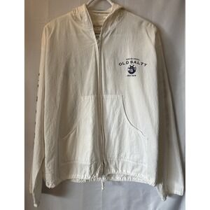 VTG 90s Original Old Salty Jacket S White Zip-Up Hooded Lightweight Sea Gear